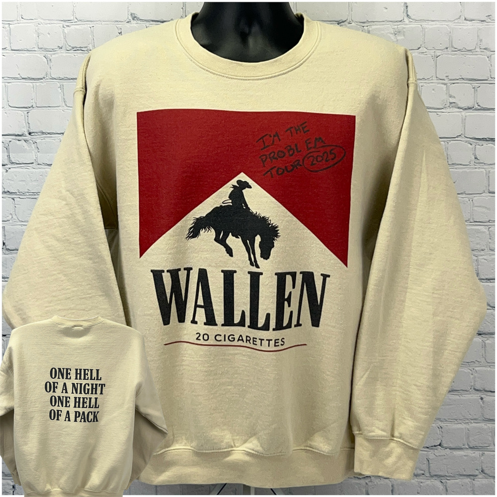 Morgan Wallen I’m The Problem 2025 Tour Sweatshirt 20 Cigarettes Beige L Large